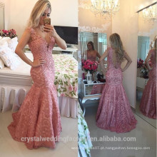 Alibaba 2016 Mermaid Prom Dresses V Neck Sexy Party Dresses Beaded Appliques Lace See Through Back Evening Gown LP04